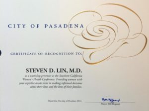 Recognition from the City of Pasadena